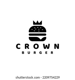creative burger and crown vector logo design