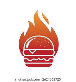 Criativo hambúrguer hambúrguer fogo chama logotipo ícone do vetor símbolo	