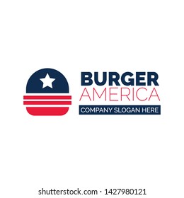 Creative Burger Illustration for Fast Food industry and Franchise. Food logo vector. Burger design logo with Star 