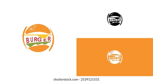 Creative burger logo design premium vector