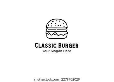 Creative Burger Outline Vector Illustration