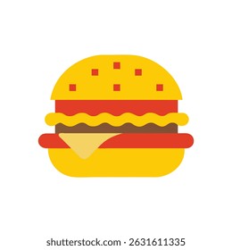 Dibujos animados de Vector de hamburguesa linda para pegatinas y anuncios.