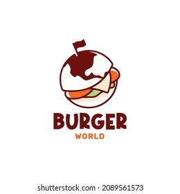 Creative Burger World Concept Logo Template