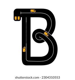 Creative bus logo in line art style Trendy logo of the bus, transportation in the form of the letter B for design presentation website or apps elements Vector illustration isolated on white background