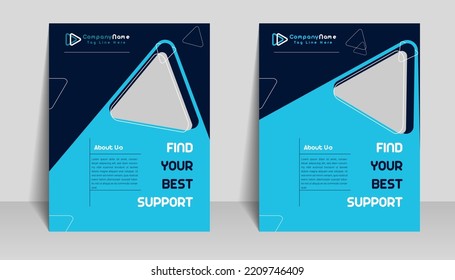 Creativa tendencia de diseño de folletos de volante abstracto de negocios para el estilo profesional corporativo. Se puede adaptar a las publicaciones de medios sociales, informes anuales, revista, afiche, presentación, portafolio, banner, sitio web.