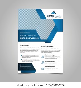 Creative Business Agency Corporate Flyer Template With Double Image Option and Blue Color Theme 