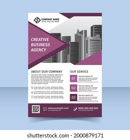 creative business agency flyer template design purple color