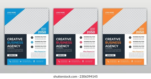 Creative business agency flyer template design . marketing, business proposal, promotion, advertise, publication, cover page. marketing social media post template.