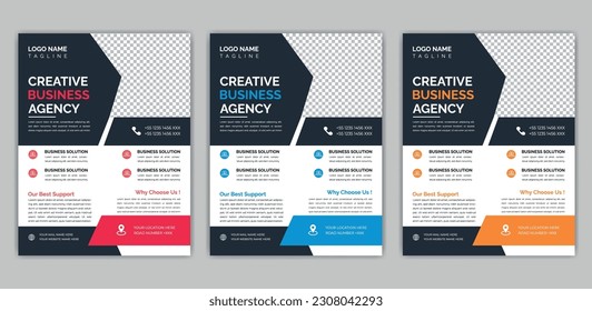 Creative business agency flyer template design . marketing, business proposal, promotion, advertise, publication, cover page. marketing social media post template.