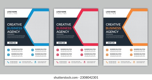 Creative business agency flyer template design . marketing, business proposal, promotion, advertise, publication, cover page. marketing social media post template.