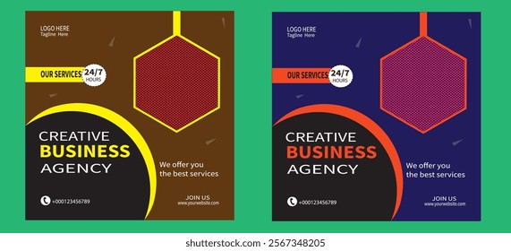 Creative Business Agency Social Media Post.Creative digital business agency social media post template design. Banner promotion. Corporate advertising.