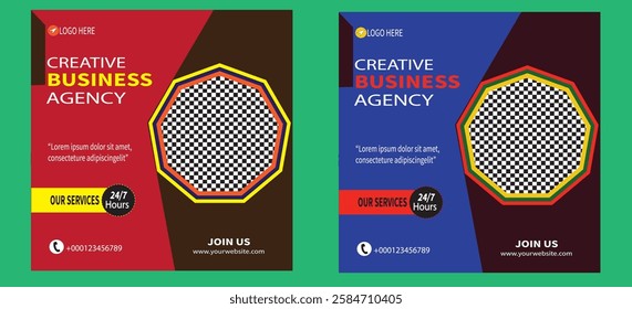 Creative Business Agency Social Media Post.Creative digital business agency social media post template design. Banner promotion. Corporate advertising.