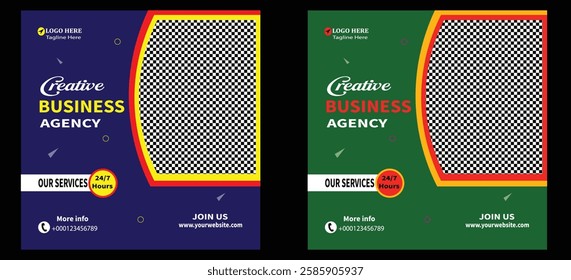 Creative Business Agency Social Media Post.Creative digital business agency social media post template design. Banner promotion. Corporate advertising.