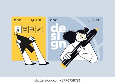 Creative business banners of graphic design. Vector illustrations for web banner, social media banner, business presentation, marketing material. 