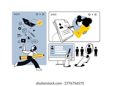 Creative business banners of human resources, employment, career, business skill. Vector illustrations for web banner, social media banner, business presentation, marketing material. 
