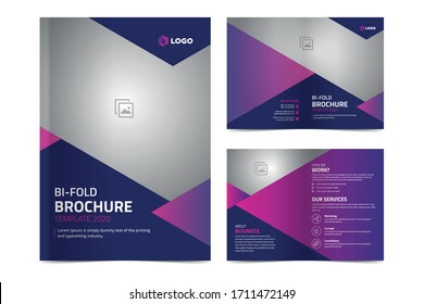 Creative business bifold brochure template design or magazine cover page design vector template