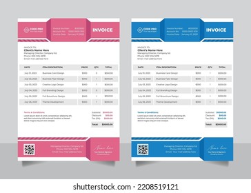Creative business bill form invoice template design vector