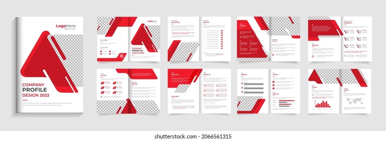 Plantilla de diseño de folletos de Creative Business, perfil de la empresa formas rojas modernas vector