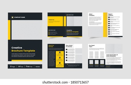 Creative Business Brochure design vector template, 8 page professional company profile design