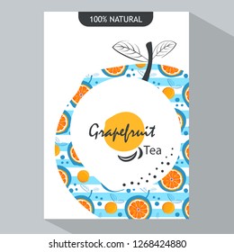 creative business brochure template with grapefruit, vector illustration