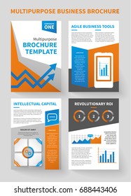 Creative business brochure vector template. Professional and modern layout with hand-drawn design elements and infographics for corporates and finance.