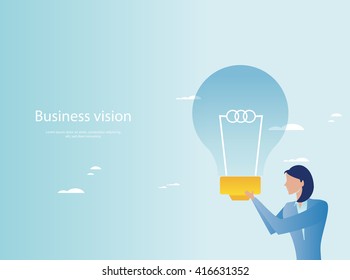 Creative business. Businesswoman holding light bulb