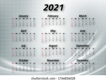 Creative business calendar 2021, 12 months. Bright corporate design, flyer, brochure, advertisement. Vector illustration