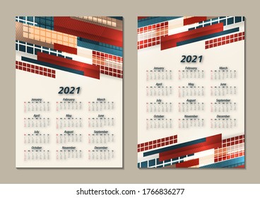 Creative business calendar 2021, 12 months. Bright corporate design, flyer, brochure, advertisement. Vector illustration