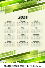 Creative business calendar 2021, 12 months. Bright corporate design, flyer, brochure, advertisement. Vector illustration