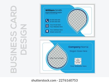 Tarjeta comercial creativa. Plantilla de tarjeta de visita creativa y limpia. Moderno vector de diseño de tarjetas de visita. Plantilla de tarjeta comercial creativa de doble cara. Retrato y orientación paisajística.