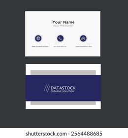 Creative Business Card. color white, blue, and gray