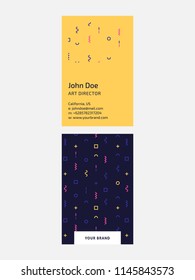Creative business card with colorful random geometric pattern