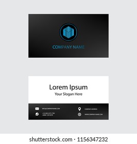 Creative business card Design, Gradient Blue logo ,  Contact card for company, Infographic. Abstract Modern Geometric Backgrounds, Vector Illustration