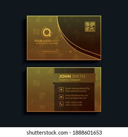 Creative business card design. Luxury vector business card template. Premium letter logo with golden design. Elegant corporate identity.