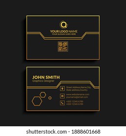 Creative business card design. Luxury vector business card template. Premium letter logo with golden design. Elegant corporate identity.