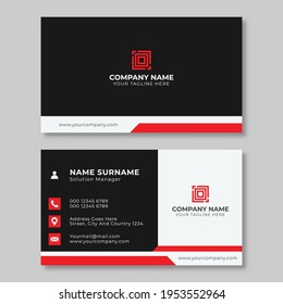plantilla de diseño de tarjetas de visita creativa en rojo y negro