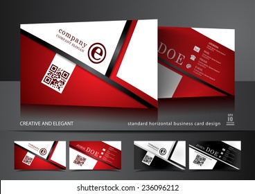 Creative business card design in red and white