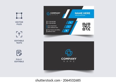 Creative Business Card Design Template black and blue vector print ready ai format (source file)