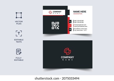 Creative Business Card Design Template black and red vector print ready ai format (source file)