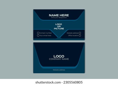 Creative Business Card Design Vector Template Blue and Black