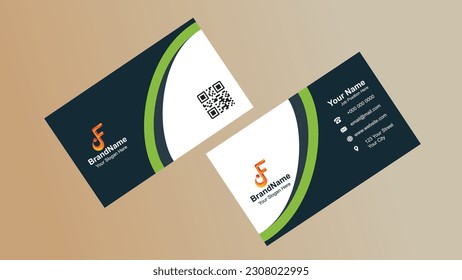 Creative Business Card Layout. Modern Business Card Template. Company Business Card. Double-sided Realistic business card design. Landscape orientation