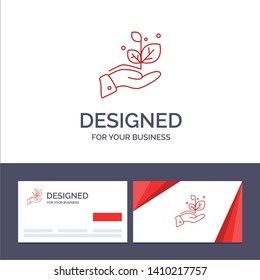 Creative Business Card and Logo template Growth, Grow, Hand, Success Vector Illustration