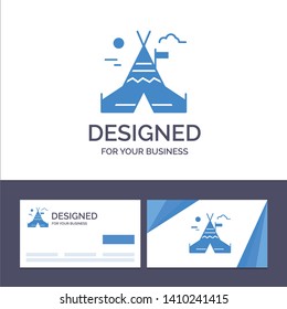 Creative Business Card and Logo template Fire Work, Camp, Canada Vector Illustration
