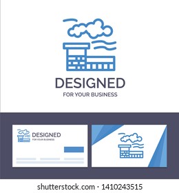 Creative Business Card and Logo template Factory, Industry, Landscape Vector Illustration
