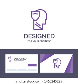 Creative Business Card and Logo template Shield, Secure, Male, User, Data Vector Illustration