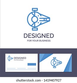 Creative Business Card and Logo template Cruiser, Fighter, Interceptor, Ship, Spacecraft Vector Illustration