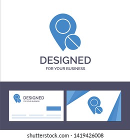 Creative Business Card and Logo template Location, Map, Marker, Pin, Medical Vector Illustration