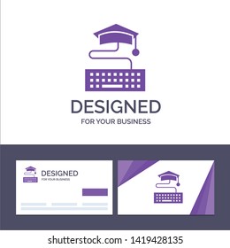 Creative Business Card and Logo template Key, Keyboard, Education, Graduation Vector Illustration