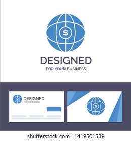 Creative Business Card and Logo template World, Globe, Internet, Dollar Vector Illustration