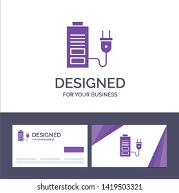 Creative Business Card and Logo template Accumulator, Battery, Power, Plug Vector Illustration